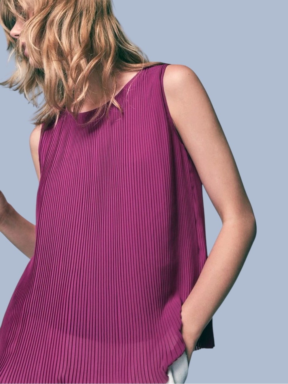 Massimo Dutti Ms Pleat Sleeveless Pleated Blouse size M
